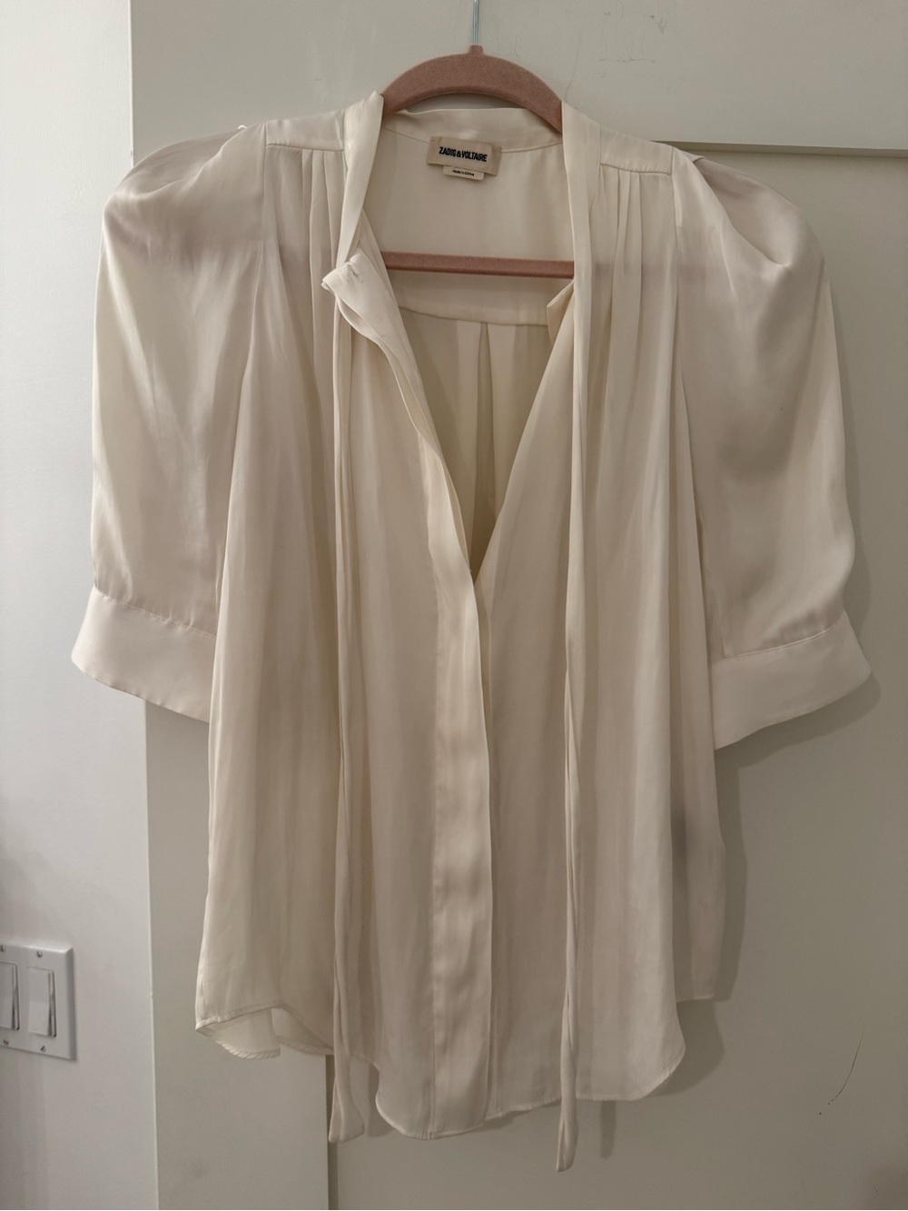 Zadig & Voltaire Cream Tie-Neck Blouse